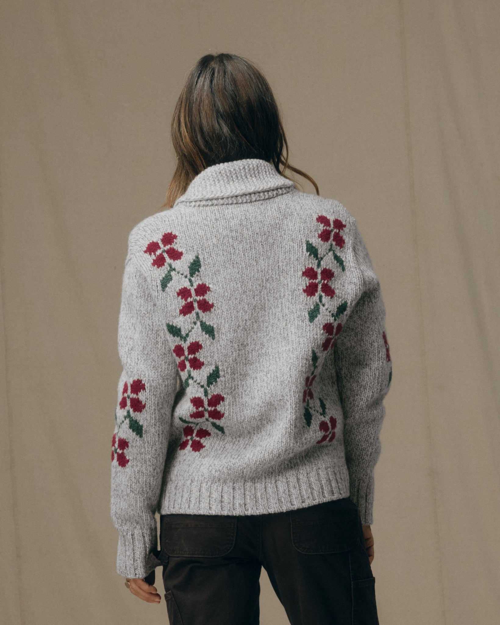 Alternative view of Women's Zippered Wool Sweater - Gray / Flower