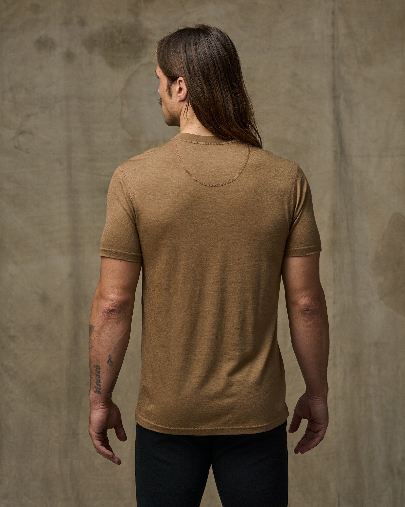 Alternative view of 210g Merino Wool Short Sleeve Crewneck T-Shirt - Rugged Tan