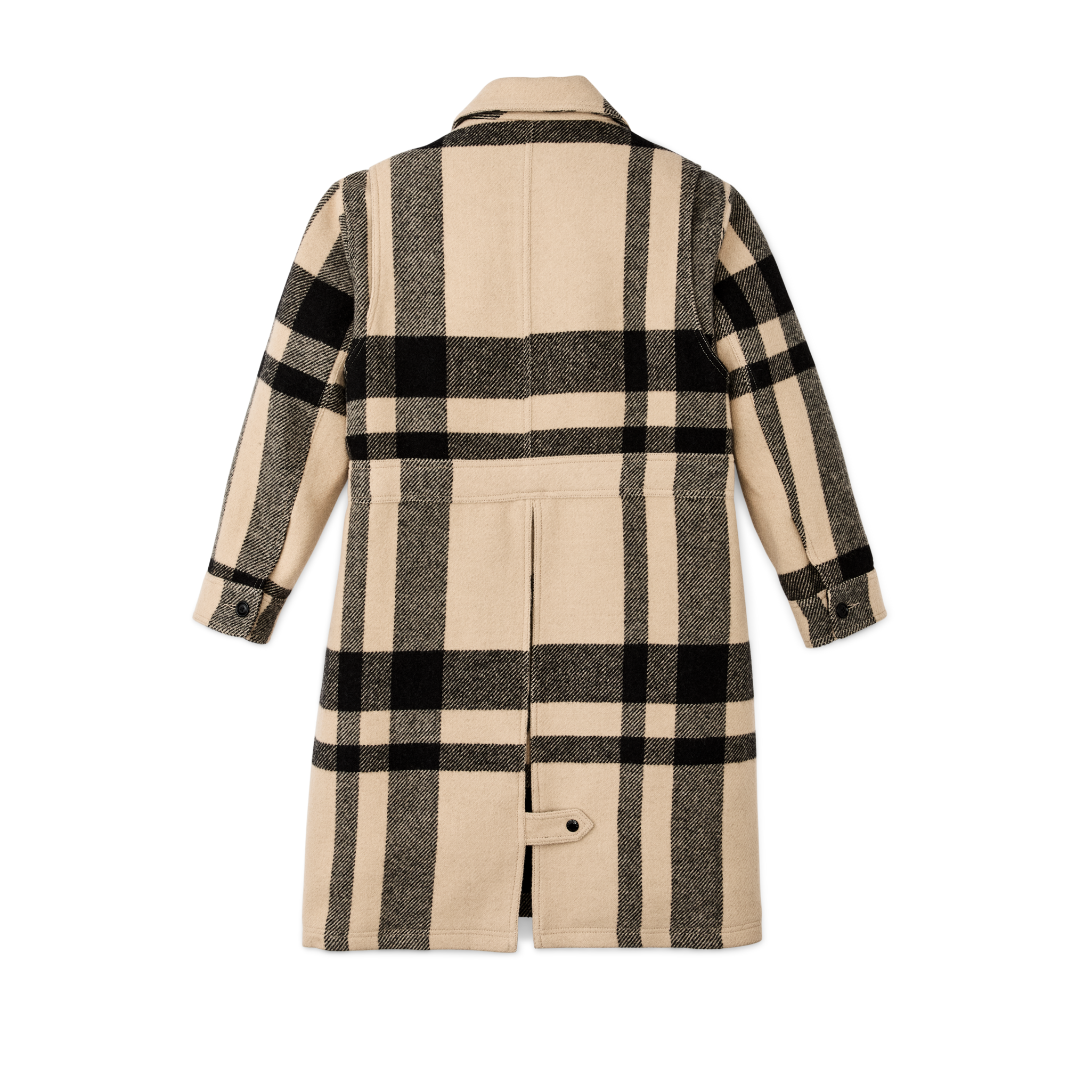 Alternative view of Women's Wool Long Cruiser Coat - Natural / Black Plaid